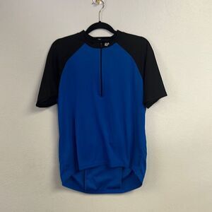 Fox Men's Blue &‎ Black Fitted Raglan Short Sleeve 1/4 Zip Jersey Shirt Size M